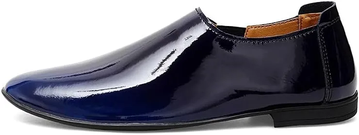 Formal Oxford Shoes for Men Slip On Round Burnished Toe Faux Leather Oxford Shoes Rubber Sole Non Slip Resistant Casual
