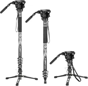Fotopro Carbon Fiber Monopod Budle with Video Fluid Head