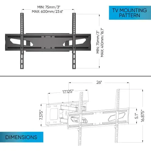 Full Motion, Crafted Steel, TV Mount