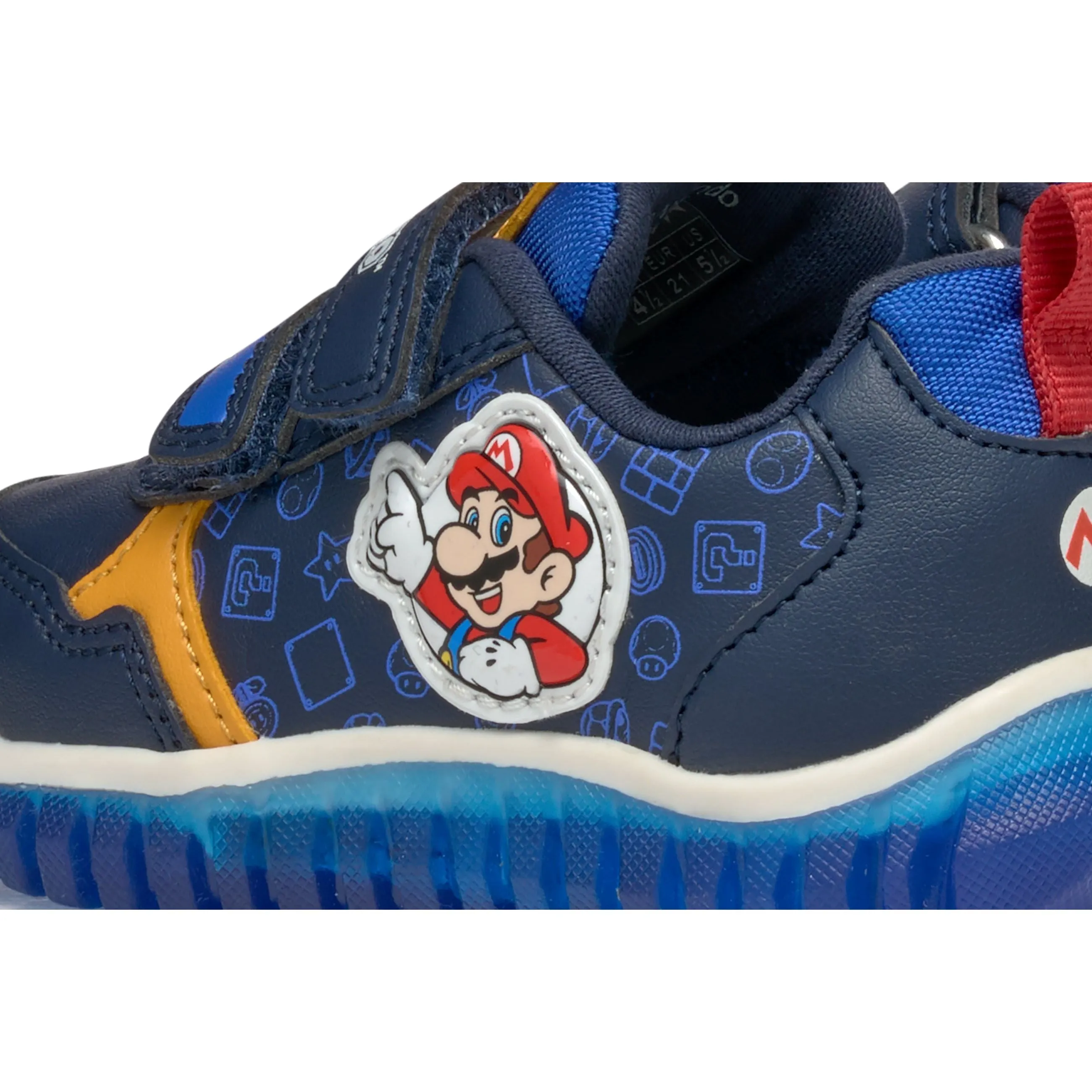 GEOX Lightyloo (Super Mario)- Kids Velcro Trainer in Navy with Lights