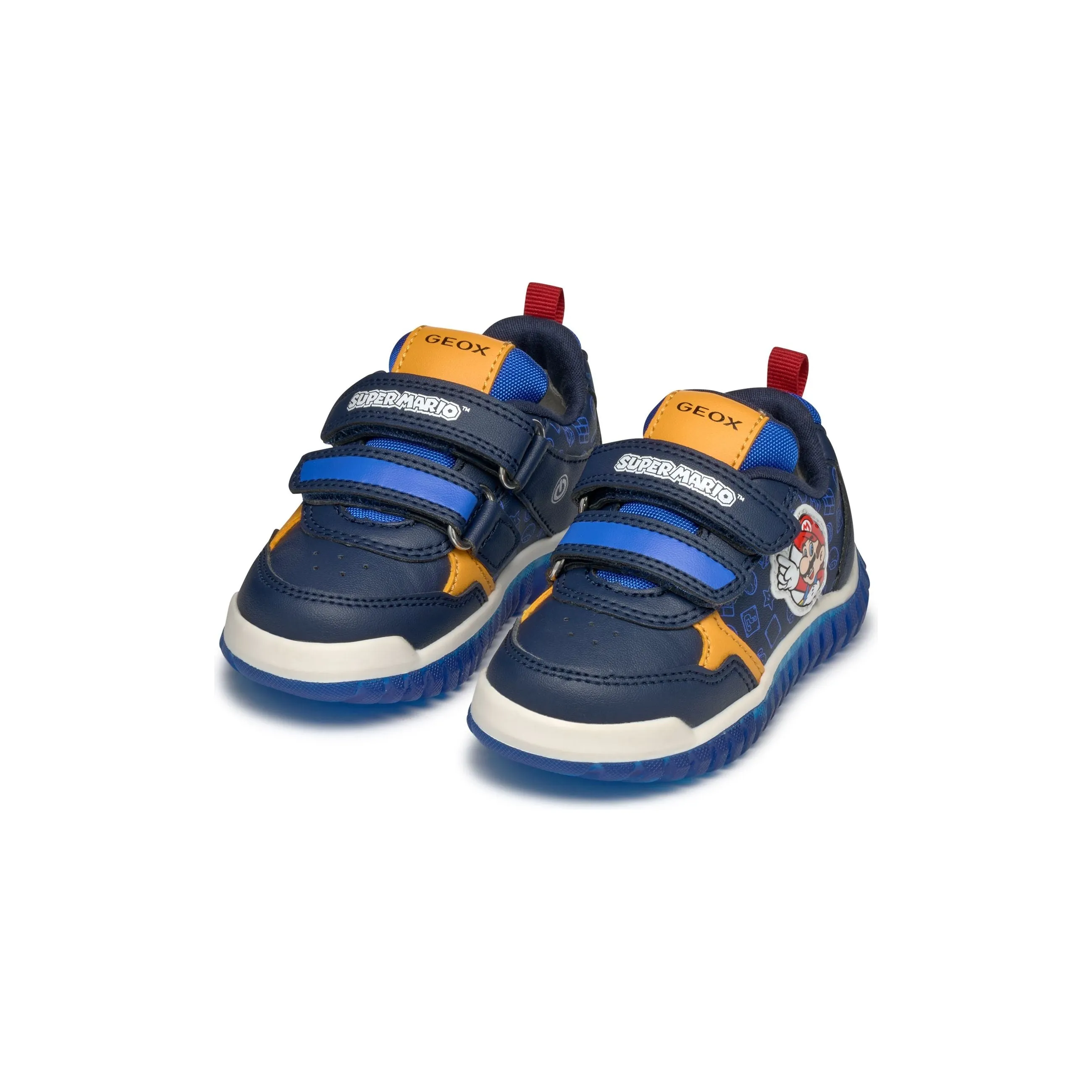 GEOX Lightyloo (Super Mario)- Kids Velcro Trainer in Navy with Lights