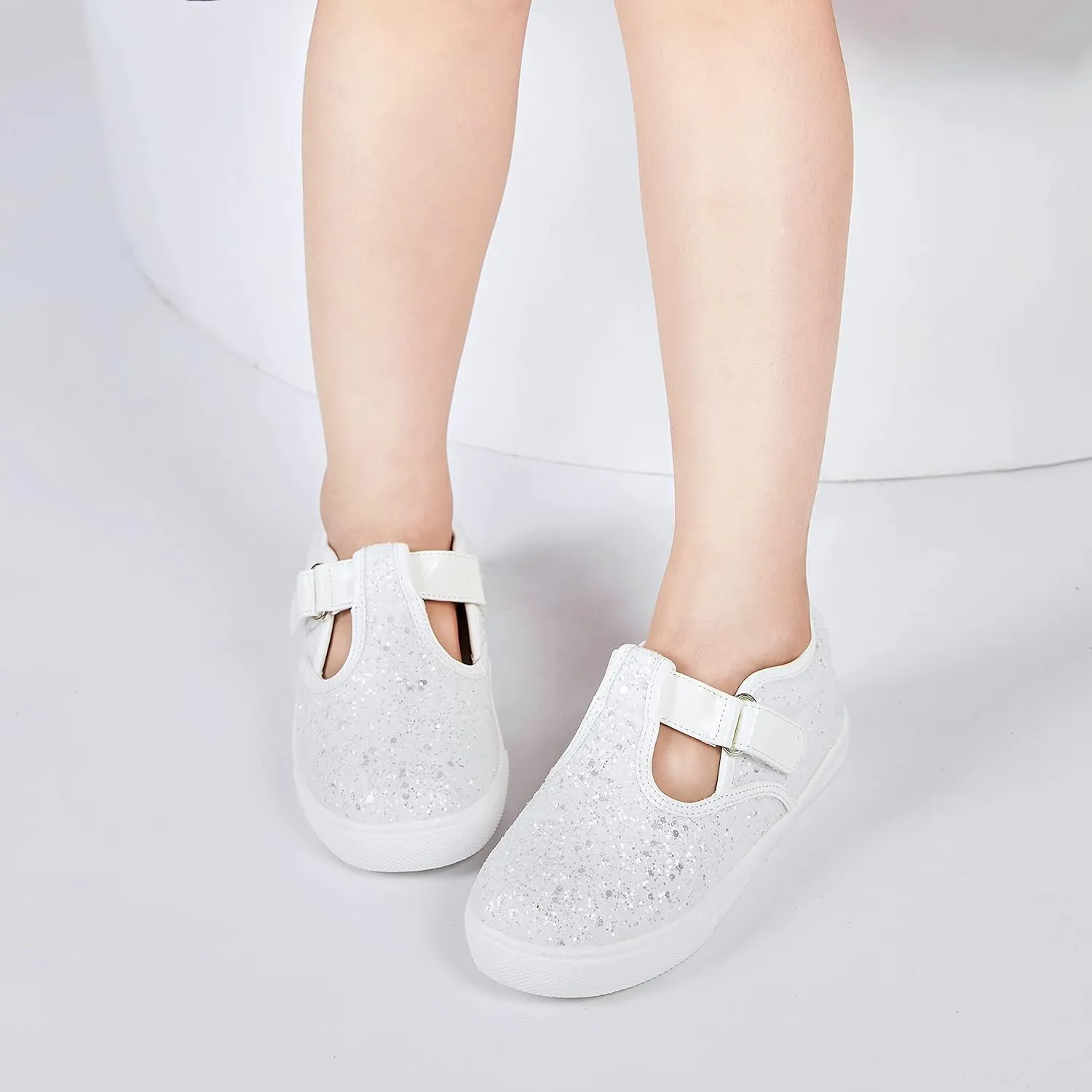 GINFIVE Toddler Girls Sneakers Little Girls Slip On Shoes Glitter Sneakers Todder