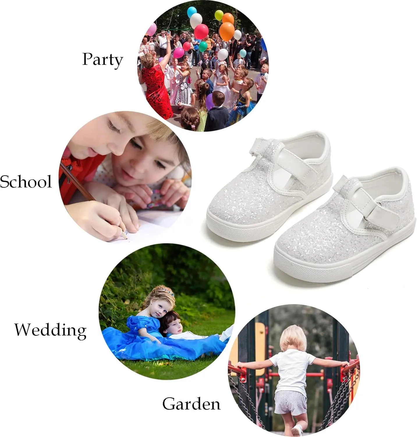 GINFIVE Toddler Girls Sneakers Little Girls Slip On Shoes Glitter Sneakers Todder