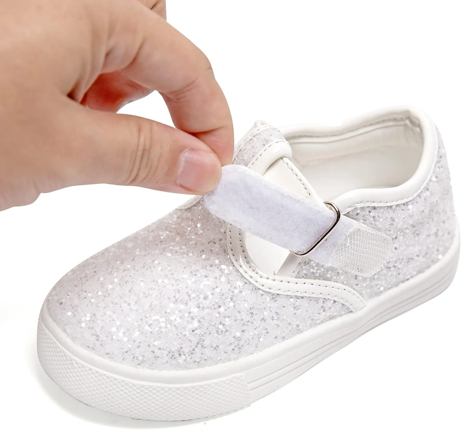 GINFIVE Toddler Girls Sneakers Little Girls Slip On Shoes Glitter Sneakers Todder