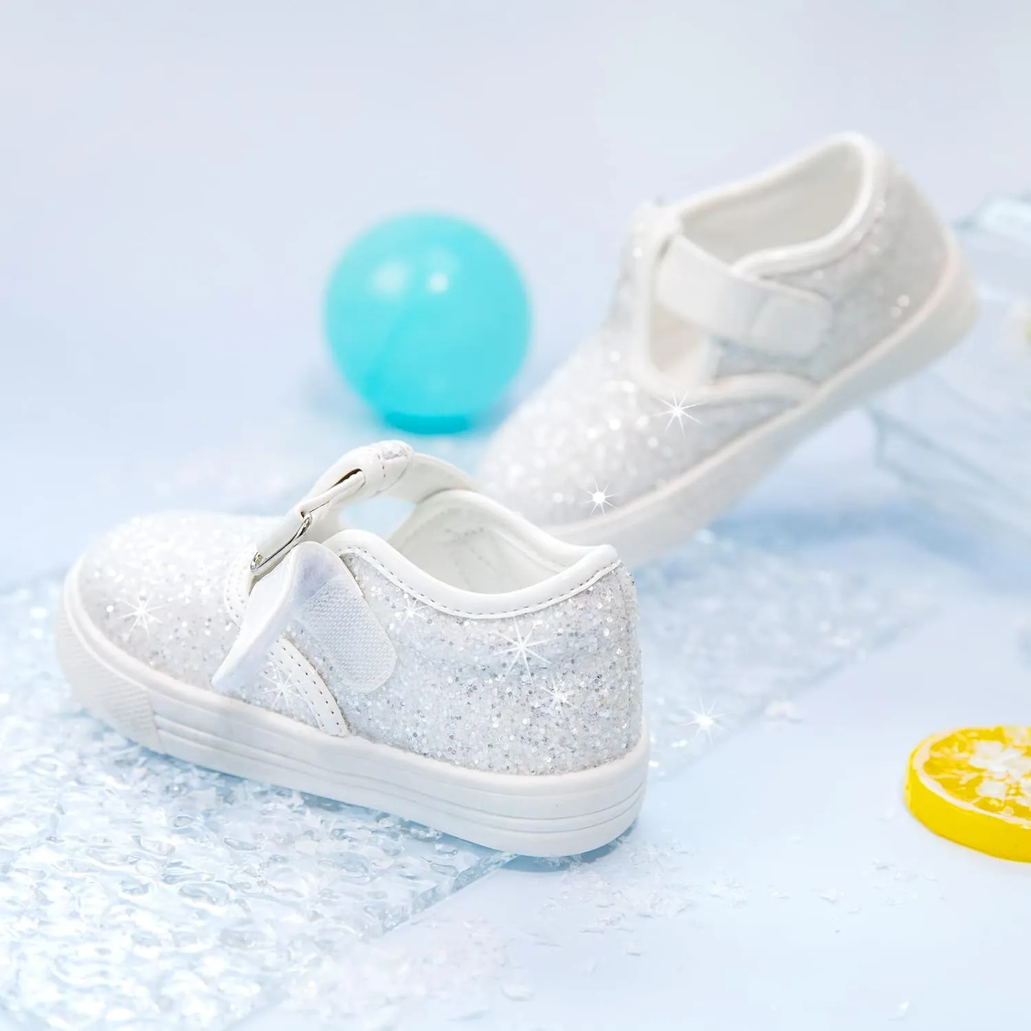 GINFIVE Toddler Girls Sneakers Little Girls Slip On Shoes Glitter Sneakers Todder