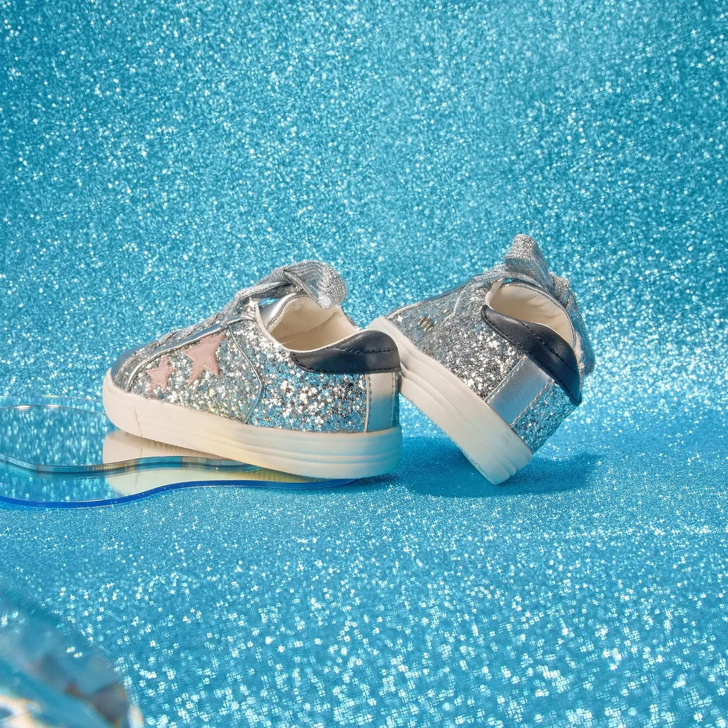 GINFIVE Toddler Girls Sneakers Little Girls Slip On Shoes Glitter Sneakers Todder