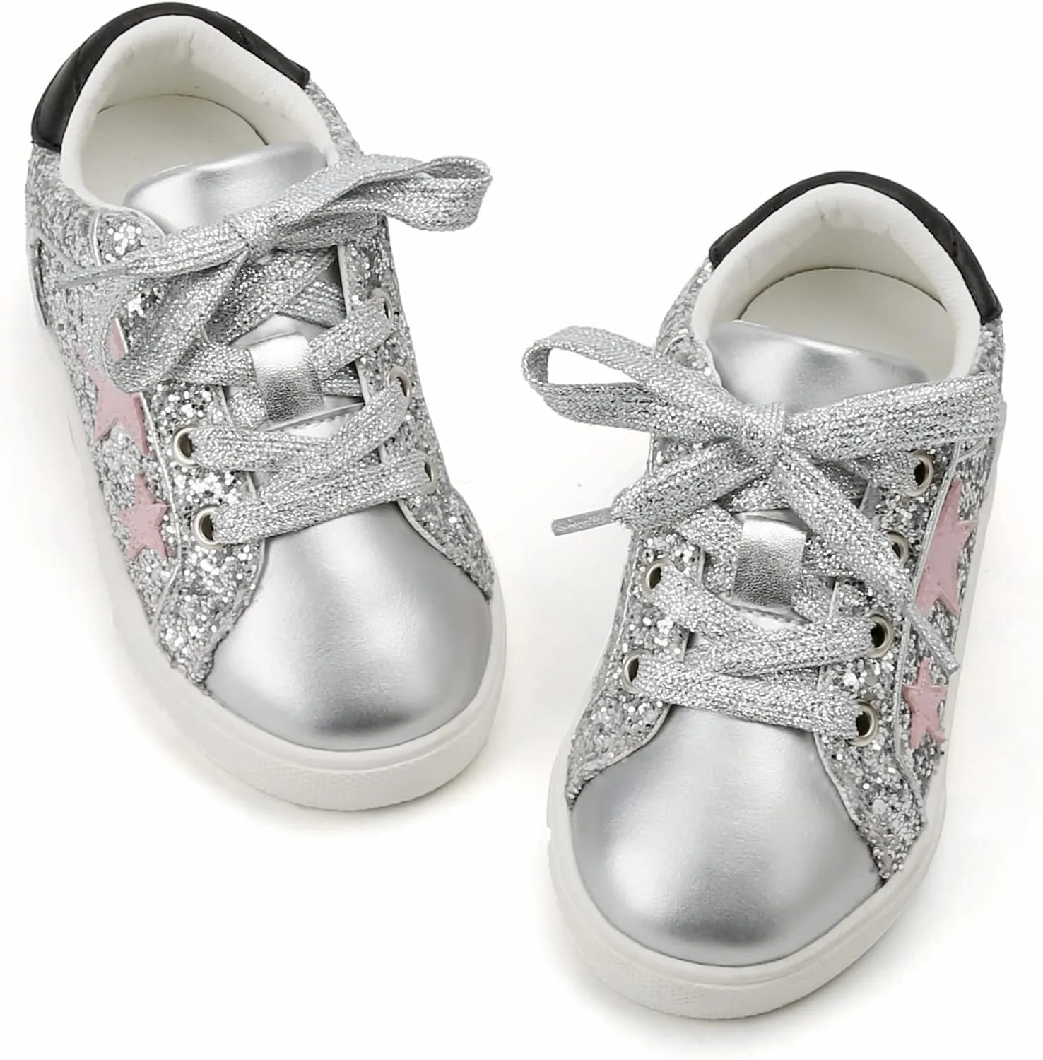 GINFIVE Toddler Girls Sneakers Little Girls Slip On Shoes Glitter Sneakers Todder