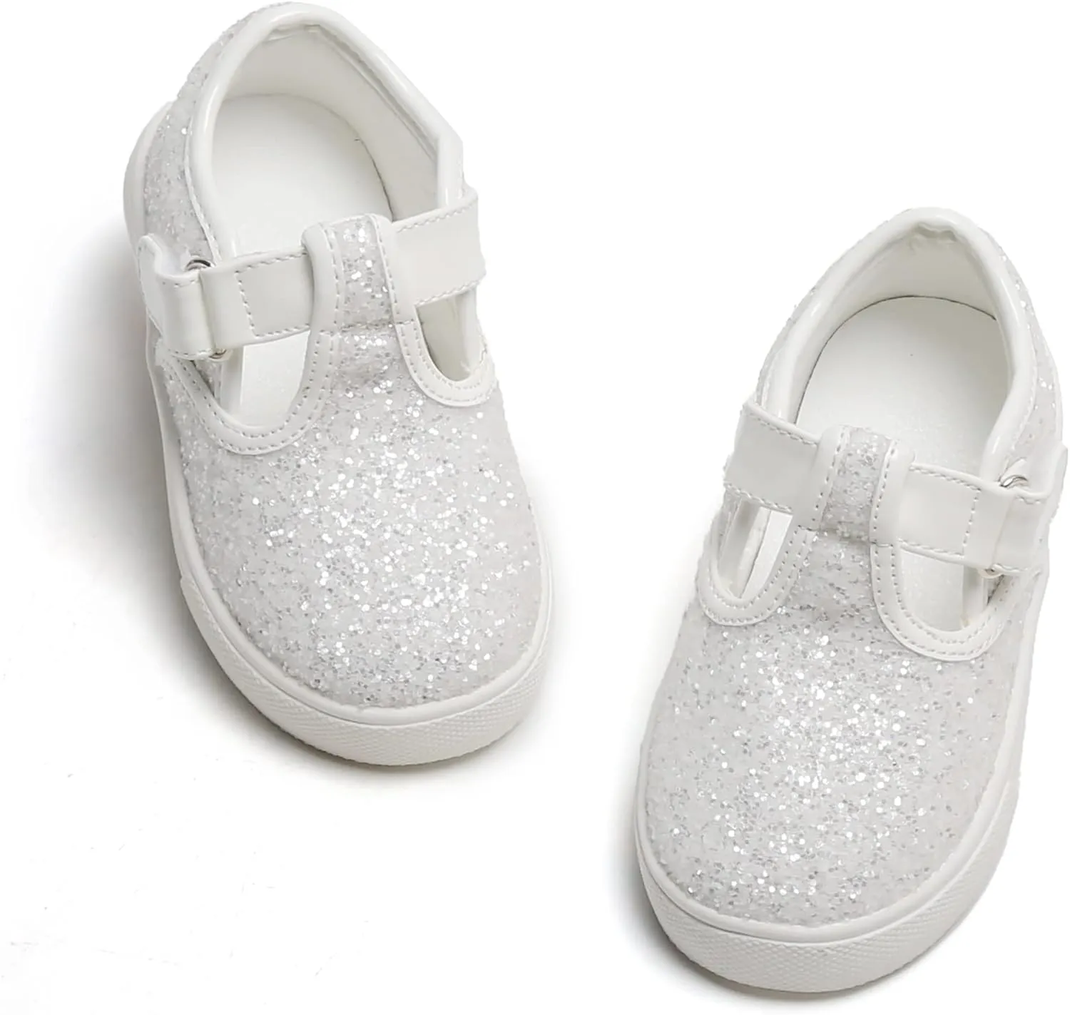 GINFIVE Toddler Girls Sneakers Little Girls Slip On Shoes Glitter Sneakers Todder