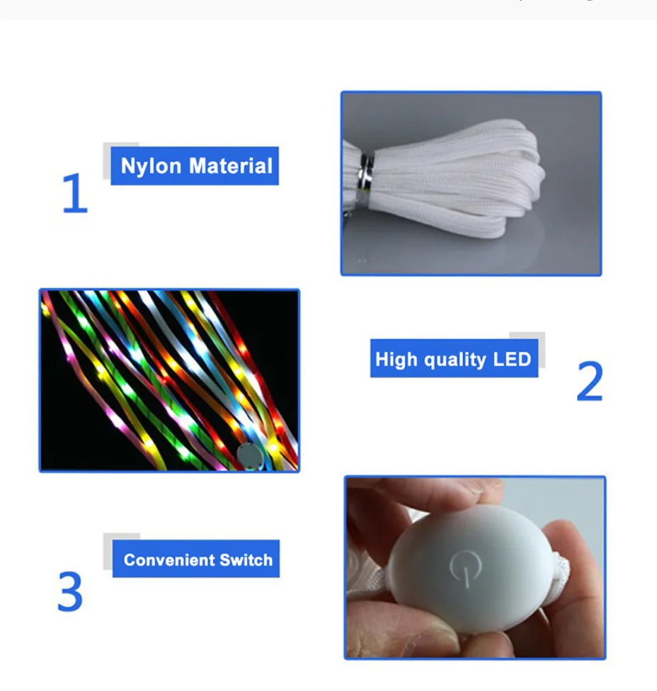 Glow in the Dark Light up Shoe Laces LED - Many Colours/Sizes - NEW ARRIVAL