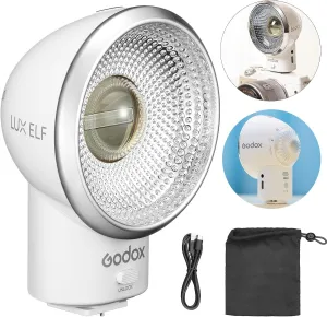 Godox Lux Elf Retro Camera Flash,GN6 6000K±200K CCT,S1/S2 Optical Control,5 Levels Flash Power Steps,Built-in Battery with Type-C Charging,for Fujifilm Canon Nikon Olympus Sony Hot-Shoe Cameras