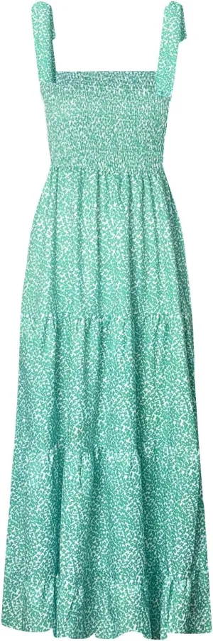 GOLDSTITCH Women's Summer Boho Spaghetti Strap Ruffle A Line Beach Long Maxi Dress