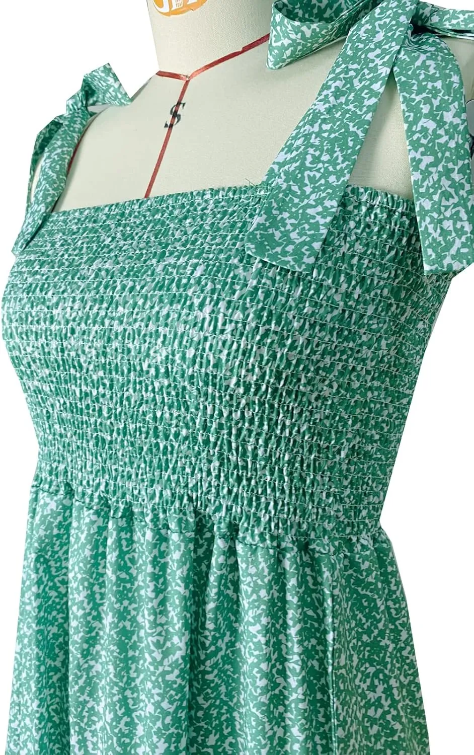 GOLDSTITCH Women's Summer Boho Spaghetti Strap Ruffle A Line Beach Long Maxi Dress