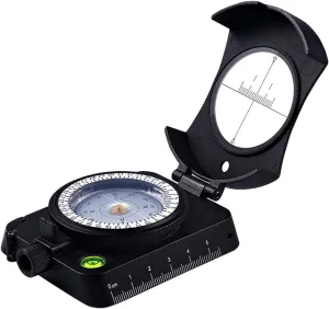 Good Damping Effect, Free Adjustment of Flip Cover 0~180°，Professional Waterproof Multifunctional Aluminum Alloy Compass Survival Compass