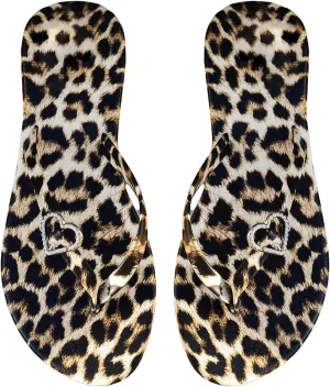 GORGLITTER Women's Leopard Cheetah Flip Flops Open Toe Thong Dressy Summer Sandals