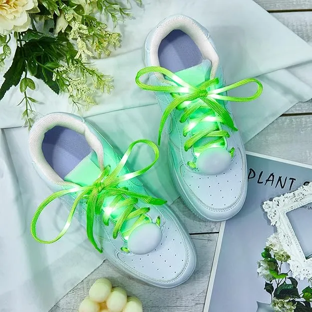 Green LED Light Up Shoe Laces