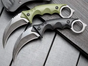 Gtk111 Claw Knife, D2 Steel Blade, Non-Slip G10 Handle, Kydex Sheath, Razor Sharp, Outdoor Camping, Hunting, EDC Tool (Black)
