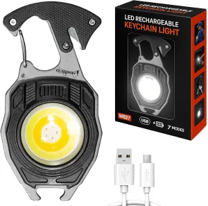 GUARDMAN Fathers Day Gift for Dad – Multitool Survival keychain Tool, LED Flashlight, Carabiner, Fire Starter, Screwdriver, Whistle, Bottle Opener – Camping & Outdoor Multi Tool Gear - 10 Pack