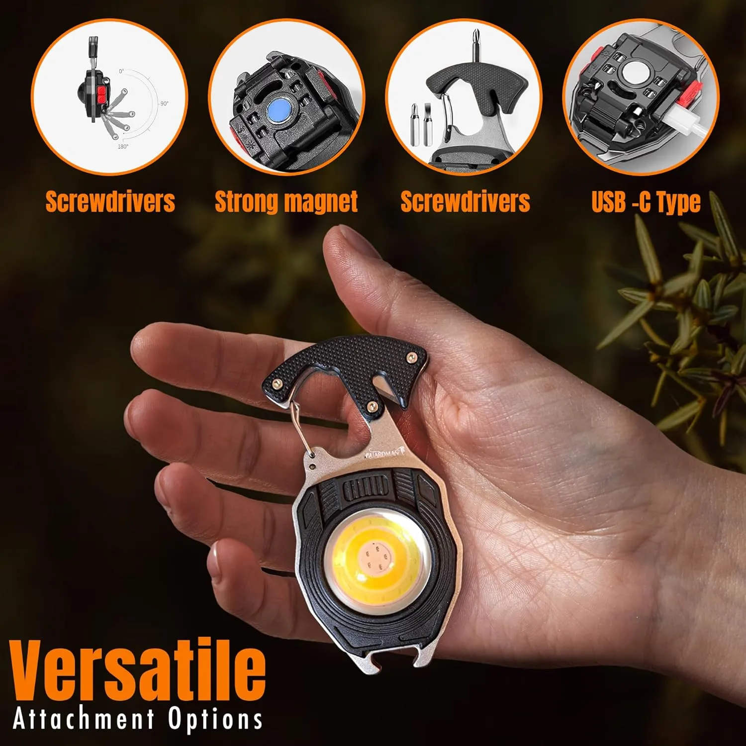 GUARDMAN Fathers Day Gift for Dad – Multitool Survival keychain Tool, LED Flashlight, Carabiner, Fire Starter, Screwdriver, Whistle, Bottle Opener – Camping & Outdoor Multi Tool Gear - 10 Pack