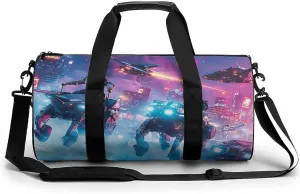 Gym Bag 17in for Men Women, Waterproof Foldable Sports Organizer, Durable Workout Travel Duffle Bag, Battle in The Future-112