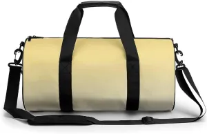 Gym Bag 17in for Men Women, Waterproof Foldable Sports Organizer, Durable Workout Travel Duffle Bag, Butter Yellow to Cream - 382