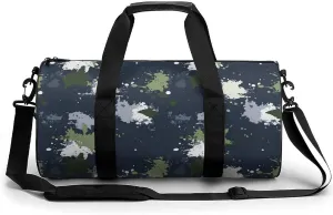 Gym Bag 17in for Men Women, Waterproof Foldable Sports Organizer, Durable Workout Travel Duffle Bag, Dynamic Spray Ink-257