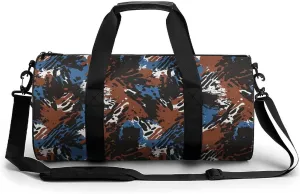 Gym Bag 17in for Men Women, Waterproof Foldable Sports Organizer, Durable Workout Travel Duffle Bag, Energetic Doodle Spray-305