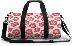 Gym Bag 17in for Men Women, Waterproof Foldable Sports Organizer, Durable Workout Travel Duffle Bag, Hibiscus Petal Design-169