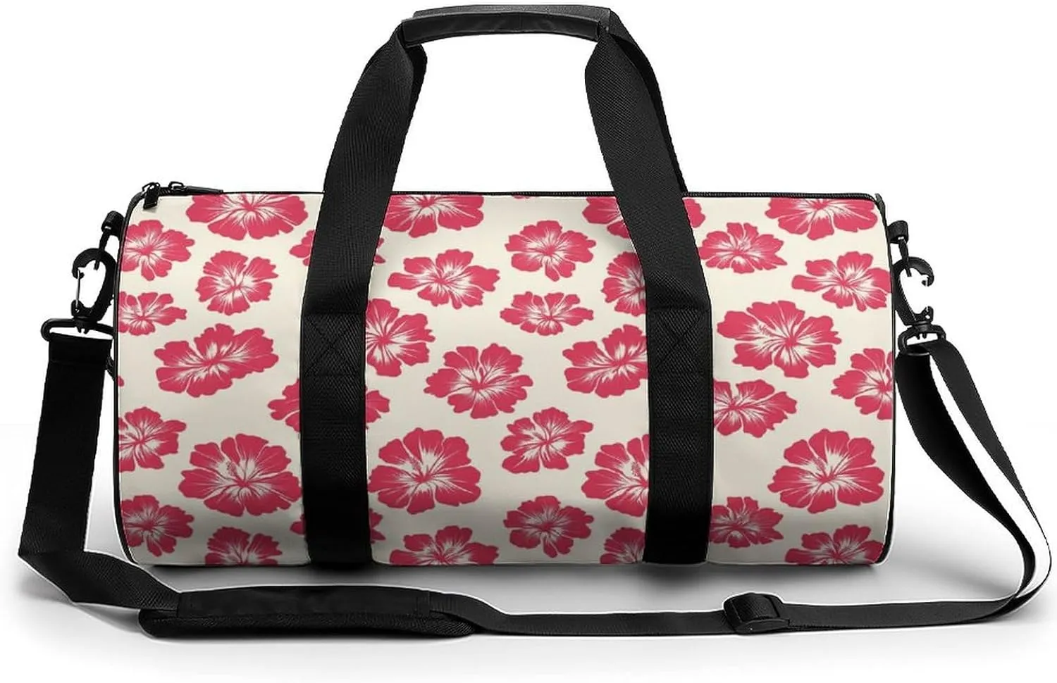 Gym Bag 17in for Men Women, Waterproof Foldable Sports Organizer, Durable Workout Travel Duffle Bag, Hibiscus Petal Design-169