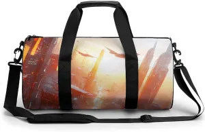 Gym Bag 17in for Men Women, Waterproof Foldable Sports Organizer, Durable Workout Travel Duffle Bag, High-Tech Metropolis-210
