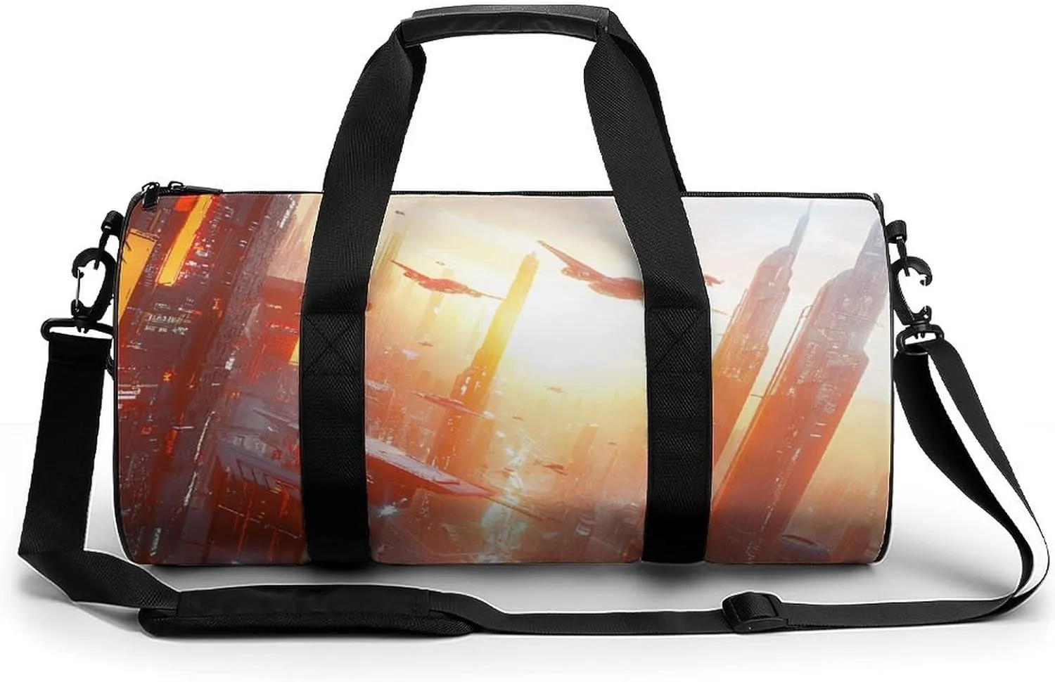 Gym Bag 17in for Men Women, Waterproof Foldable Sports Organizer, Durable Workout Travel Duffle Bag, High-Tech Metropolis-210