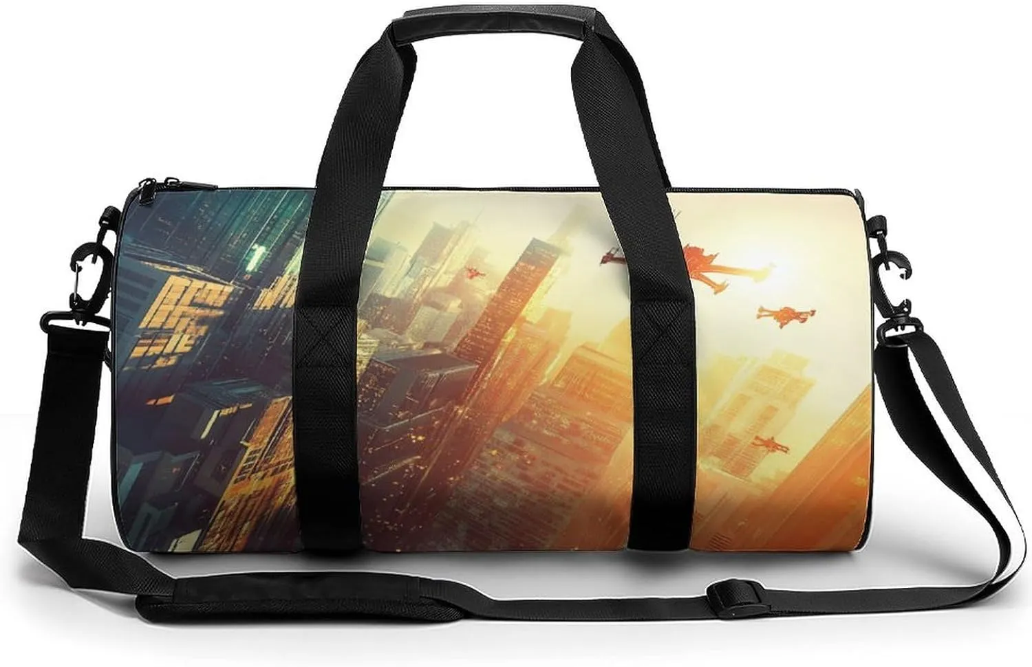 Gym Bag 17in for Men Women, Waterproof Foldable Sports Organizer, Durable Workout Travel Duffle Bag, High-Tech Metropolis-212