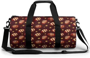 Gym Bag 17in for Men Women, Waterproof Foldable Sports Organizer, Durable Workout Travel Duffle Bag, Mahogany Red Sports Motif-69