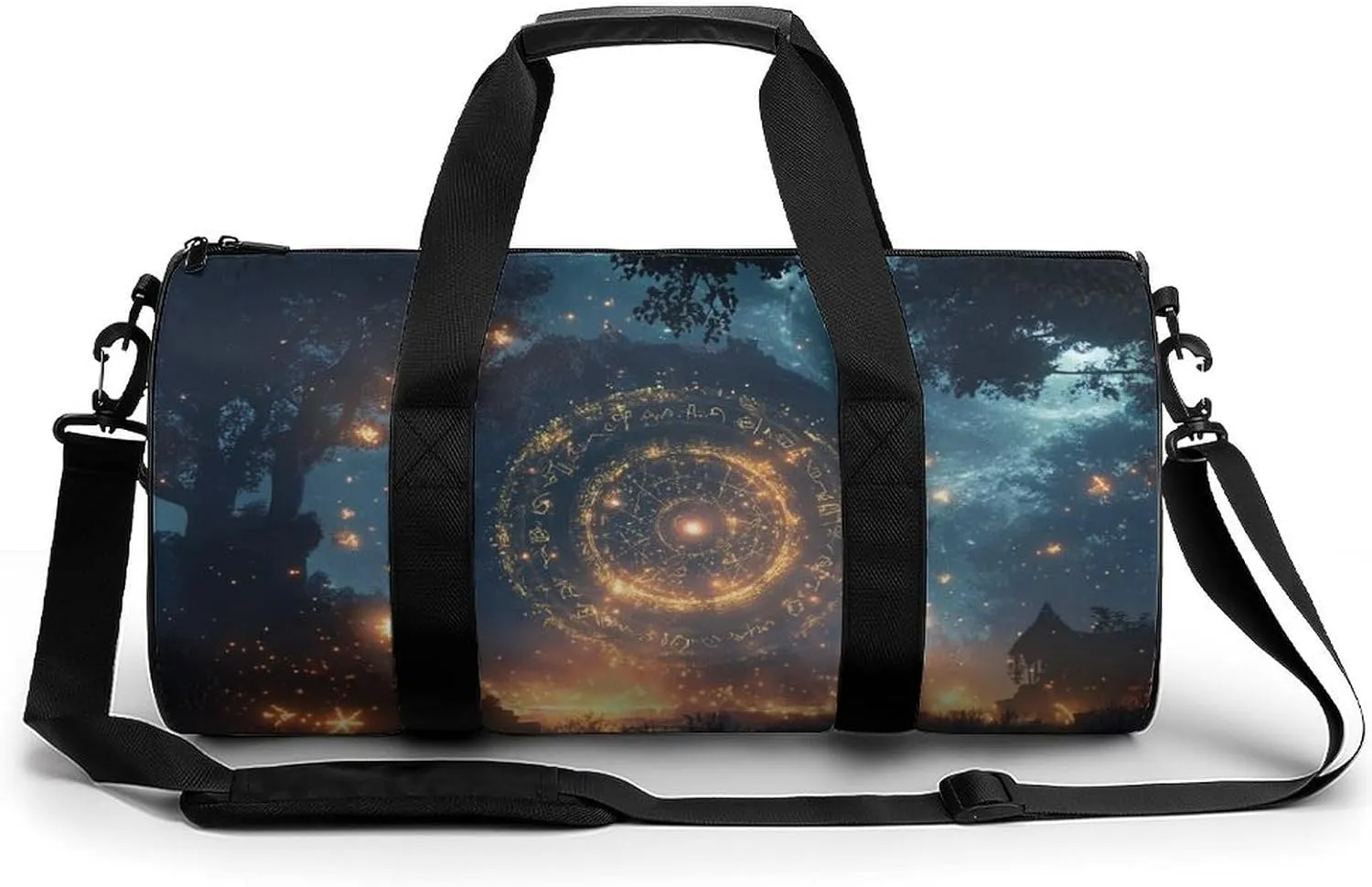 Gym Bag 17in for Men Women, Waterproof Foldable Sports Organizer, Durable Workout Travel Duffle Bag, Mystical Circle of Awakening-8
