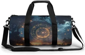 Gym Bag 17in for Men Women, Waterproof Foldable Sports Organizer, Durable Workout Travel Duffle Bag, Mystical Circle of Awakening-8