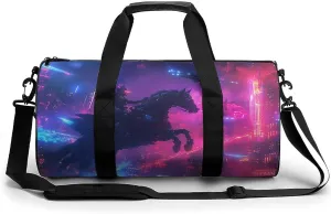 Gym Bag 17in for Men Women, Waterproof Foldable Sports Organizer, Durable Workout Travel Duffle Bag, Neon Night Battle-22