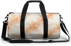 Gym Bag 17in for Men Women, Waterproof Foldable Sports Organizer, Durable Workout Travel Duffle Bag, Pale Peach And Cream Tie Dye-59