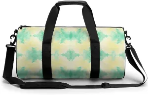 Gym Bag 17in for Men Women, Waterproof Foldable Sports Organizer, Durable Workout Travel Duffle Bag, Pale Yellow And Mint Tie Dye-64