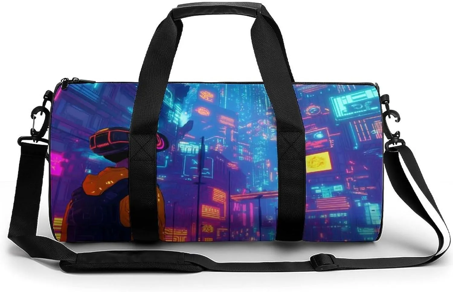 Gym Bag 17in for Men Women, Waterproof Foldable Sports Organizer, Durable Workout Travel Duffle Bag, Virtual World Awakening-93