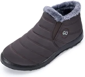 HARENCE Snow Boots for Women Winter Boot with Comfortable Warm Fur Lined Ankle Booties Outdoor Slip On Waterproof Short Boots