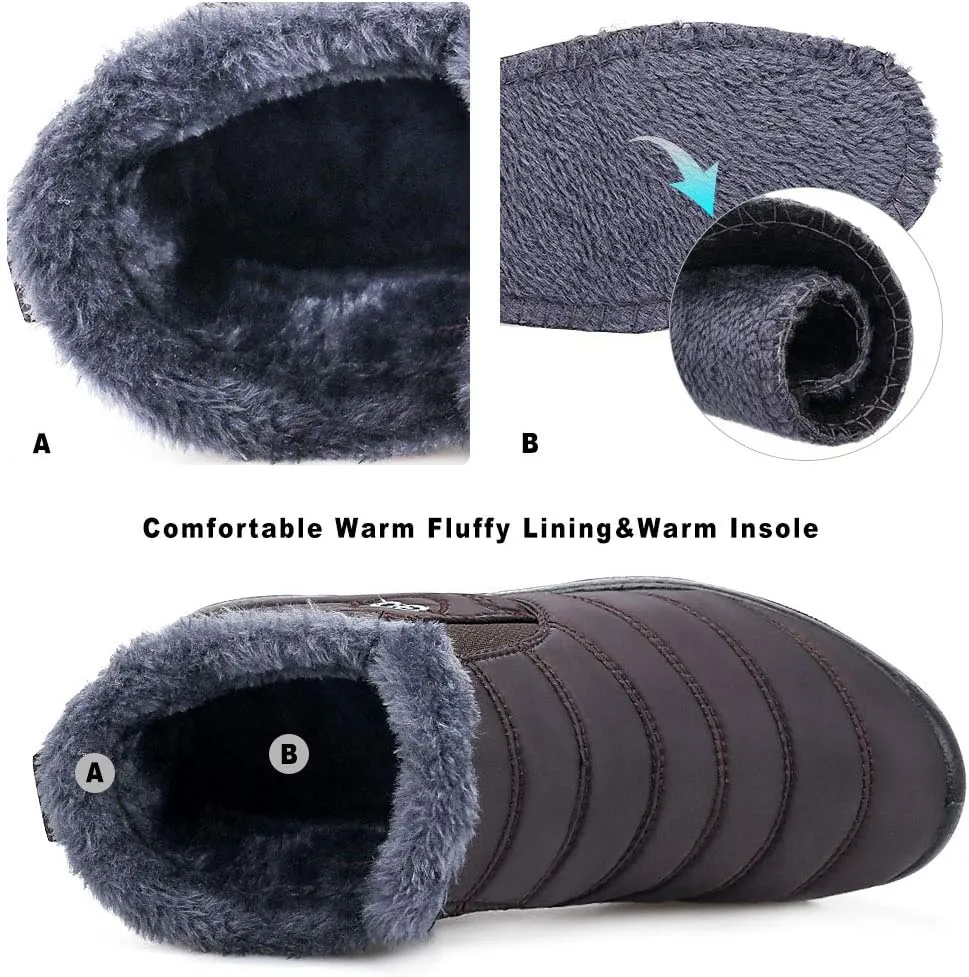 HARENCE Snow Boots for Women Winter Boot with Comfortable Warm Fur Lined Ankle Booties Outdoor Slip On Waterproof Short Boots