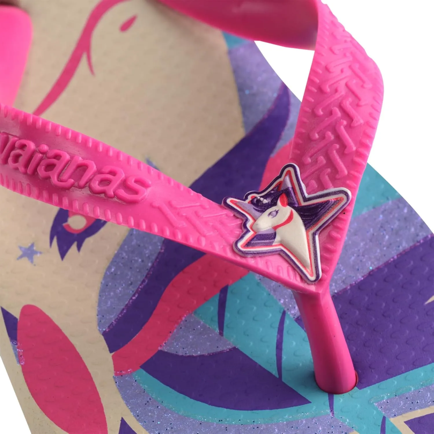 Havaianas Girl's Kids Fantasy Beige/Magenta Neon Flip-Flop