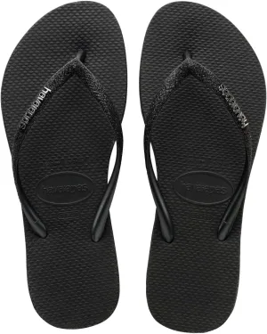 havaianas Women Slim Sparkle me Flip Flops - Spring and Summer Pool Sandals for Women - Black, 7/8W