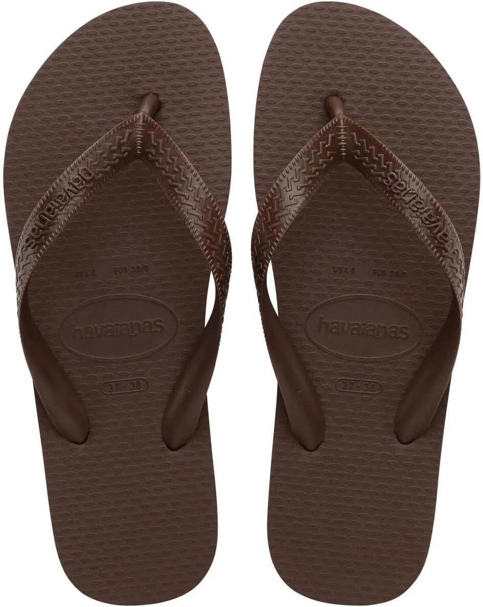 Havaianas Women's Color Flip Flops - Spring & Summer Style Sandals, Dark Brown, 9/10