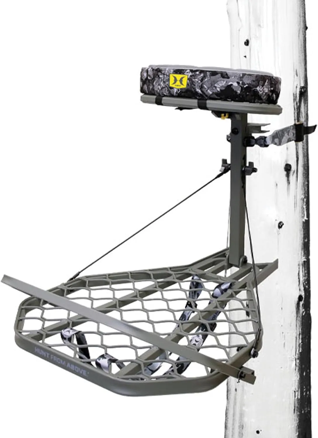 Hawk Helium Pro Hang-On Stable Noise-Free Lightweight Aluminum Big Game Bow Hunting Tree Stand with 24" x 30" Platform & 16" x 10" Pressure Relieving Memory Foam Seat