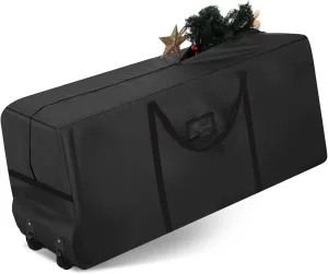 Heavy Duty Christmas Tree Storage Bag - 900d Oxford Fabric with Wheels and Reinforced Handles, Durable Storage Box for Disassembled Holiday Trees(7.5ft,Black)