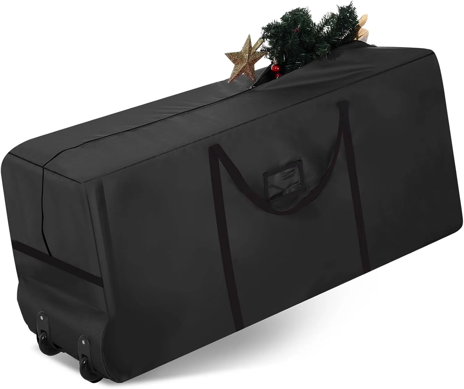 Heavy Duty Christmas Tree Storage Bag - 900d Oxford Fabric with Wheels and Reinforced Handles, Durable Storage Box for Disassembled Holiday Trees(7.5ft,Black)