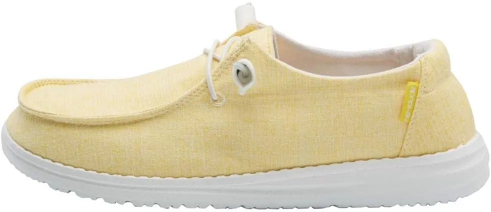 Hey Dude Women's Wendy Linen Sunshine Size 11 | Women’s Shoes | Women’s Lace Up Loafers | Comfortable & Light-Weight