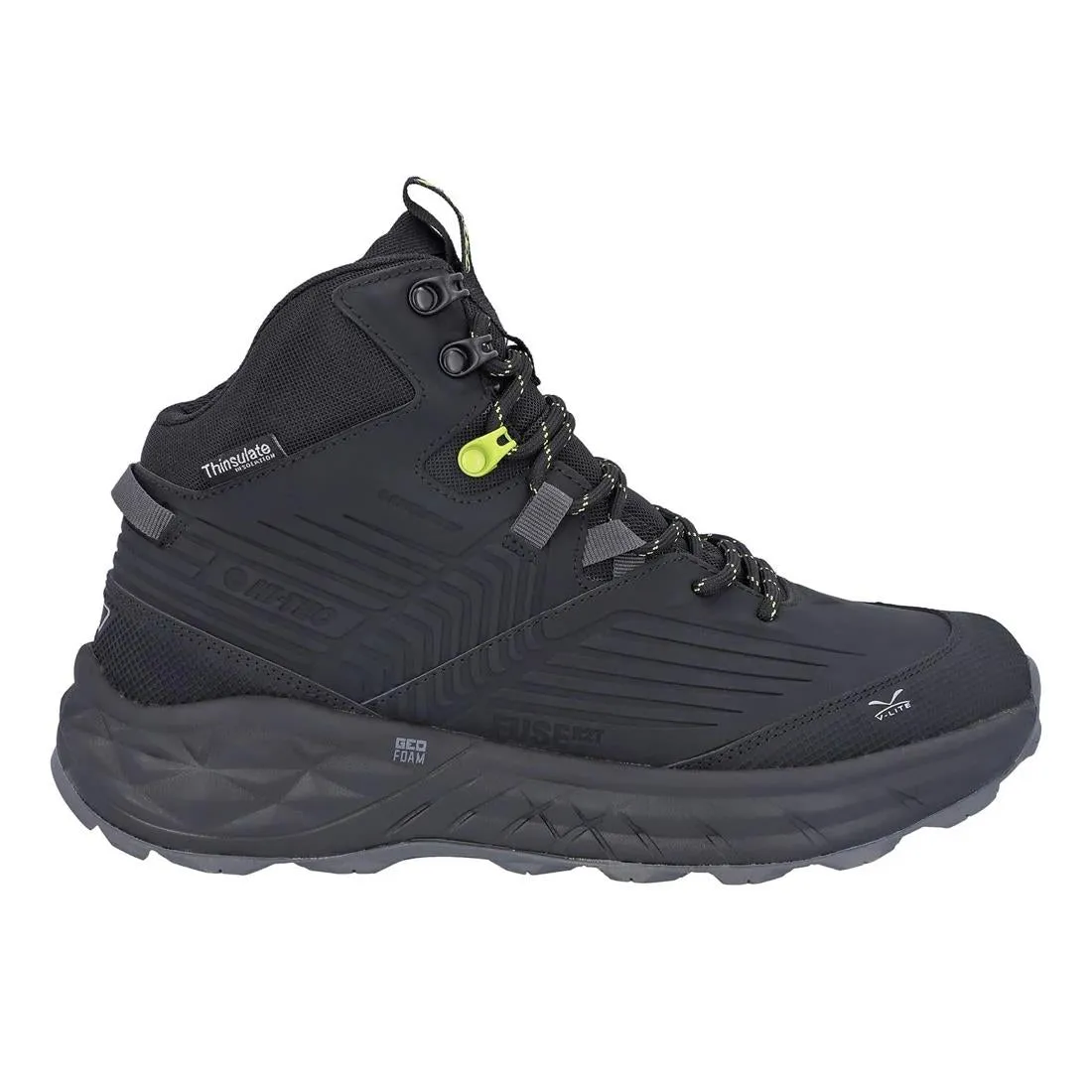 Hi-Tec Mens Fuse Trek Mid Black/Sulphur Spring Hiking Boots