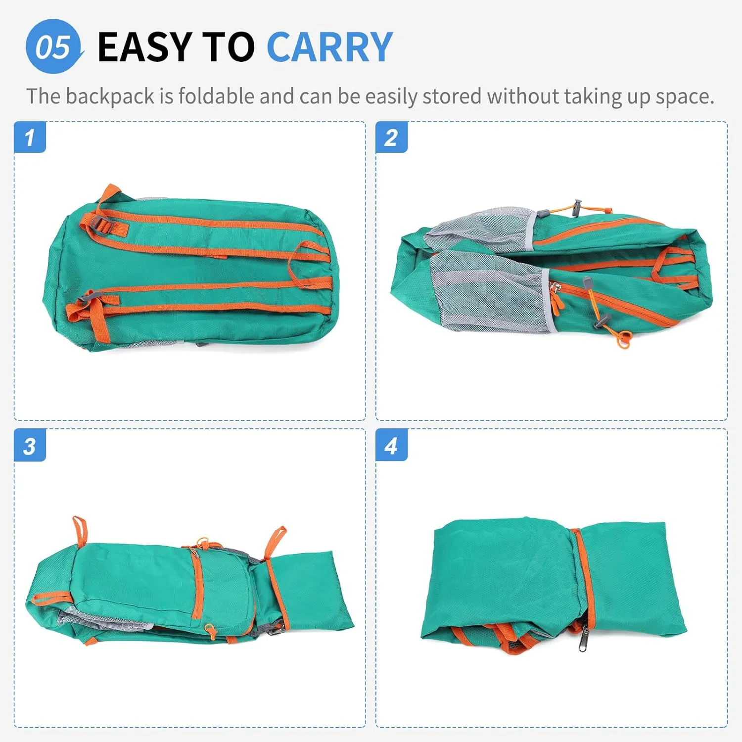 Hiking Daypack Packable, Camping Backpack Water Resistant Lightweight Polyester for Men Women Travel Outdoor