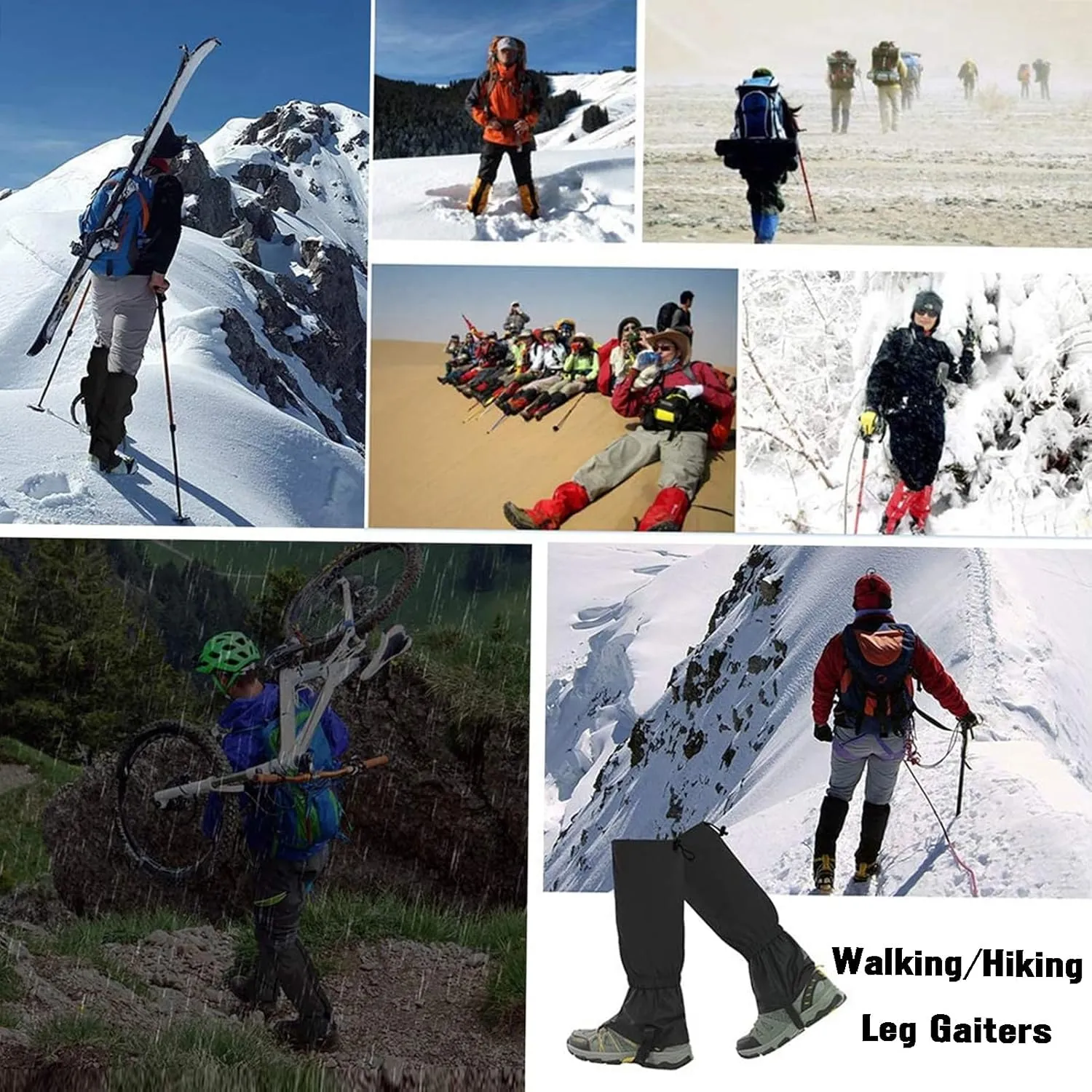 Hiking Gaiters, Cloth Boot Gaiters, Outdoor Walking Gaiters, Ankle Leg Gaiters, for Men and Women for Mountain Snow Hiking Skiing Walking Climbing Gardening